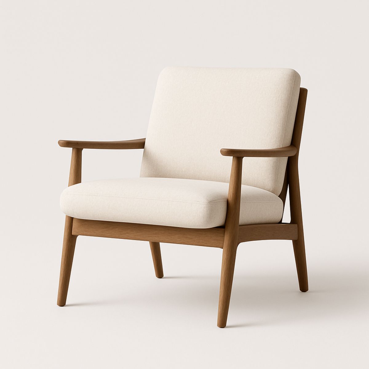 Cadeira de Braço Estofada Madeira e Tecido de Poliéster Bege 75cm x 80cm x 85cm