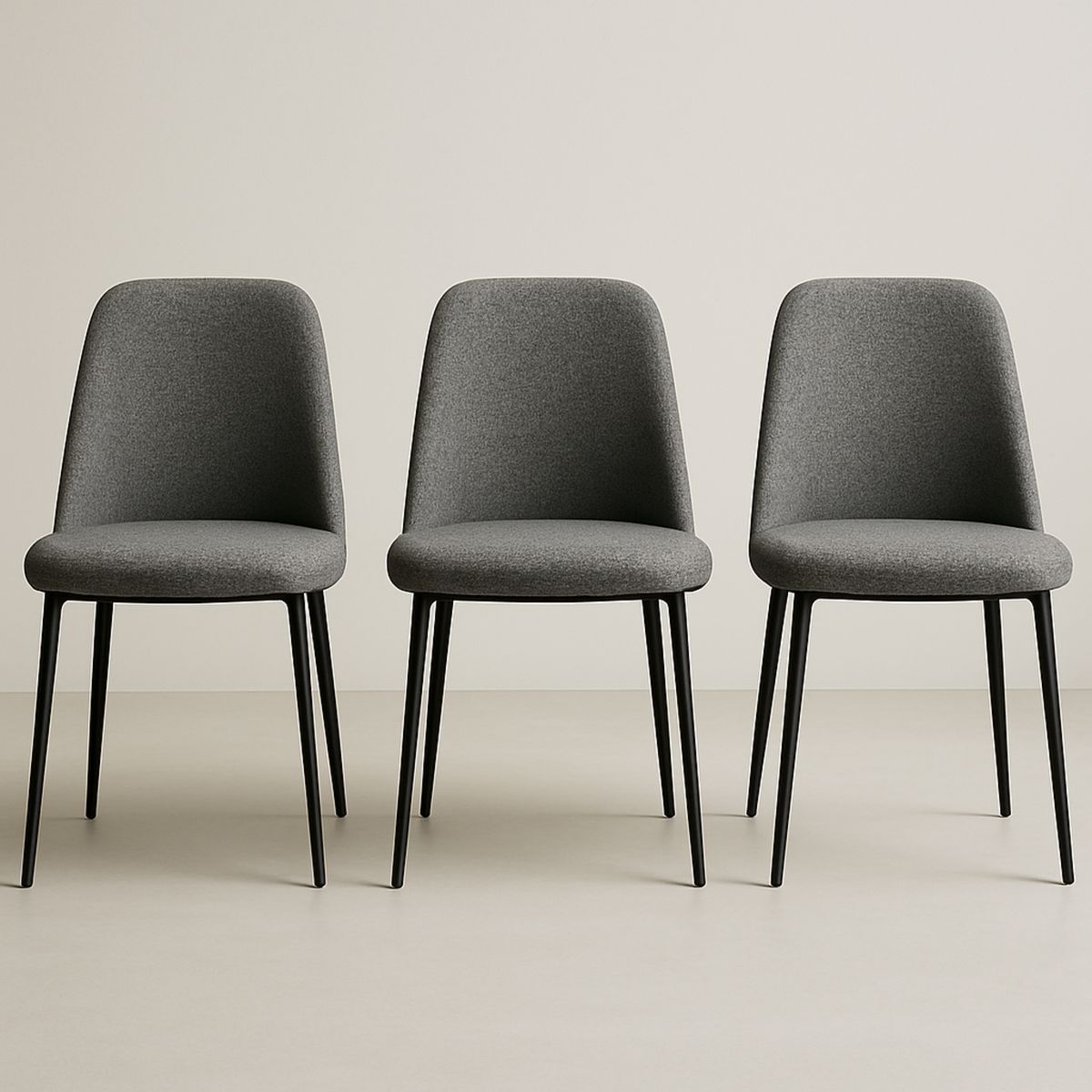 Conjunto de 3 Cadeiras de Jantar em Tecido e Aço Cinza