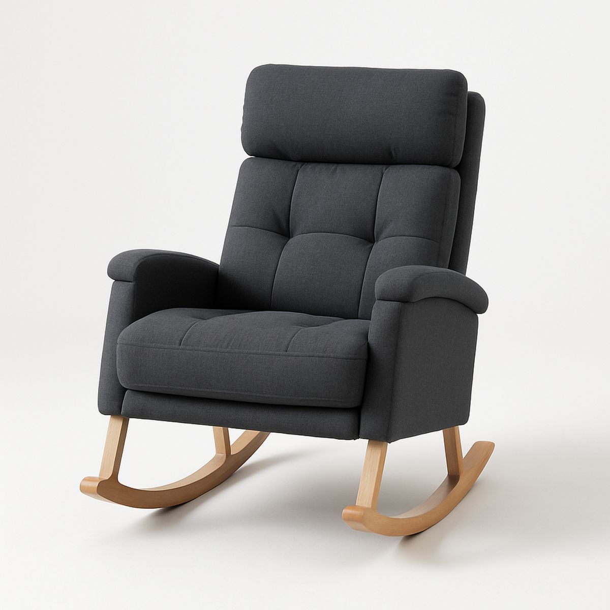 Cadeira de Balanço de Madeira e Tecido Cinza 98x80x90 cm