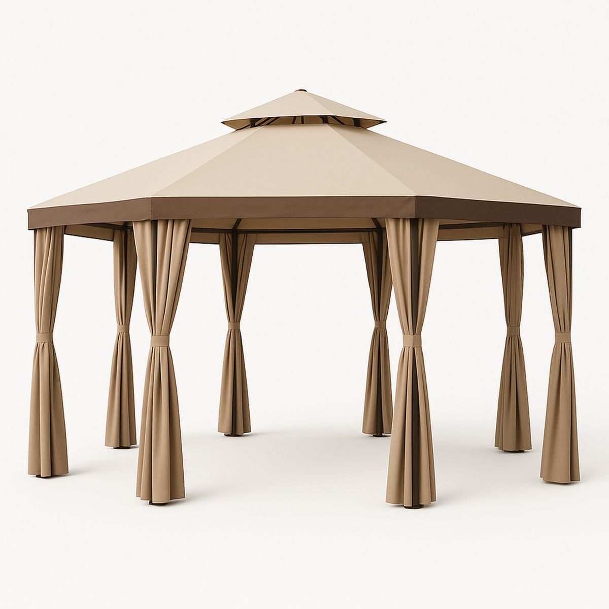 Gazebo de Jardim Quadrado 3x3m Marrom com Estrutura de Aço e Teto de Poliéster