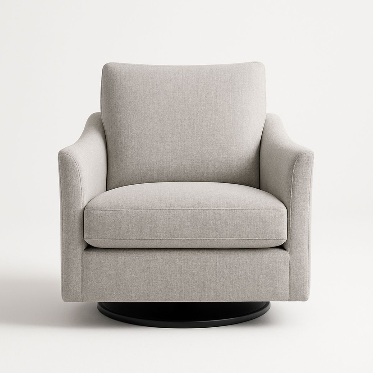 Poltrona Giratória em Tecido de Poliéster Cinza Claro