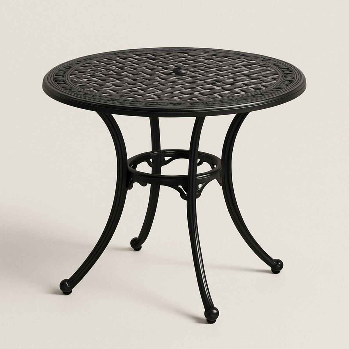 Mesa Redonda de Alumínio Preto para Uso Exterior e Interior