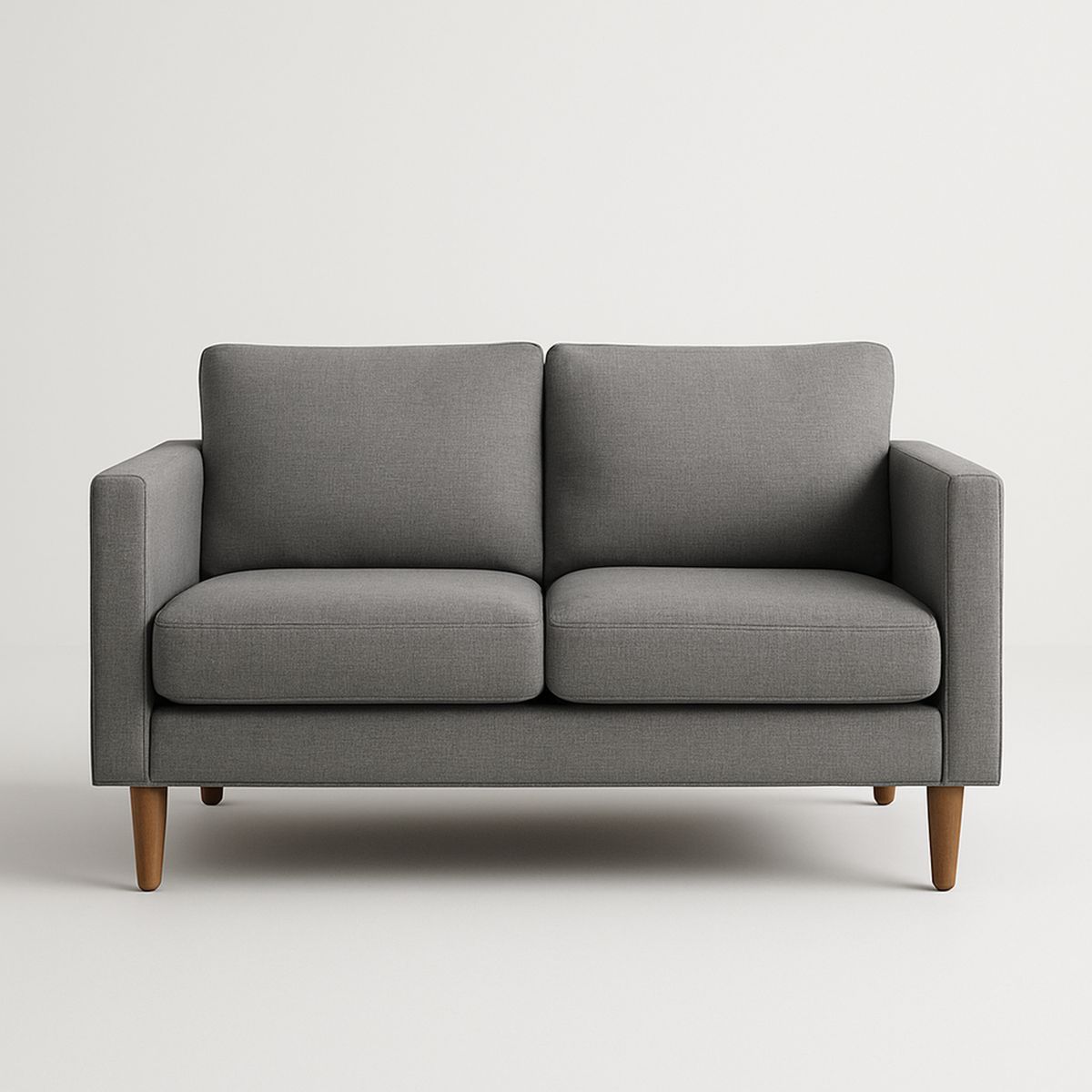 Sofá 2 Lugares Cinza Tecido Poliéster Estrutura Madeira 150x85x90cm