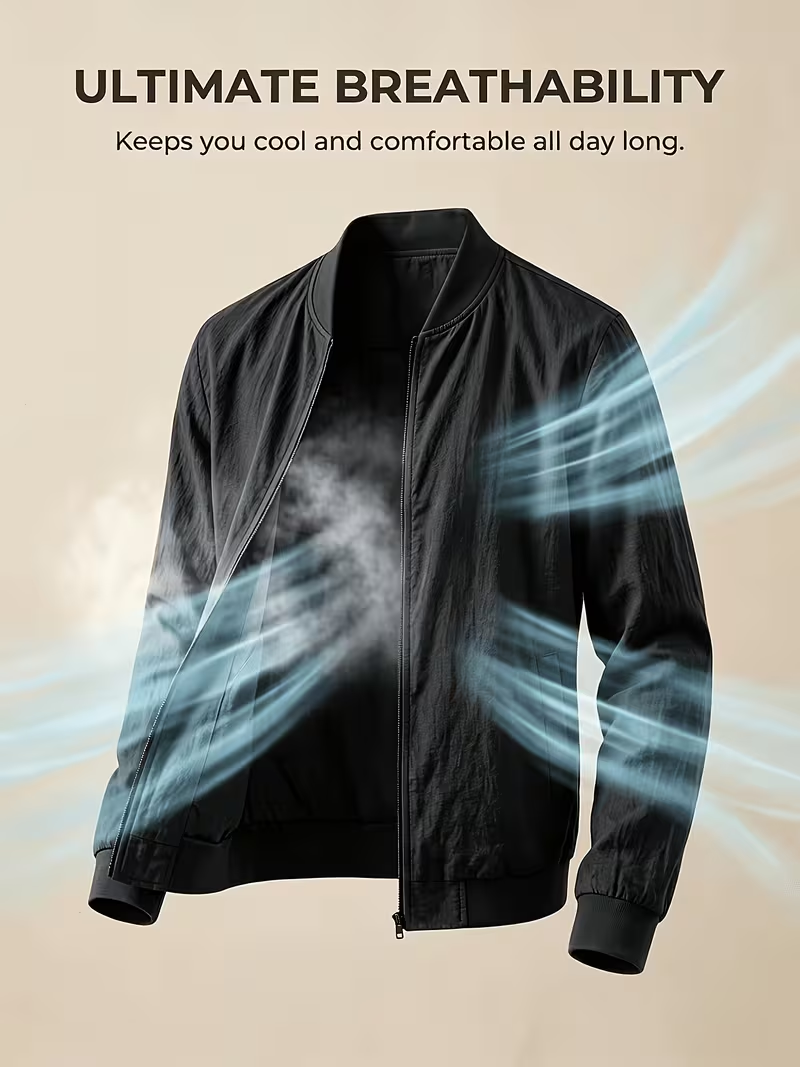 🎁LAST DAY 70% OFF🎁-Men's Lightweight Textured Bomber Jacket -A Simple Layer You’ll Reach For Again and Again