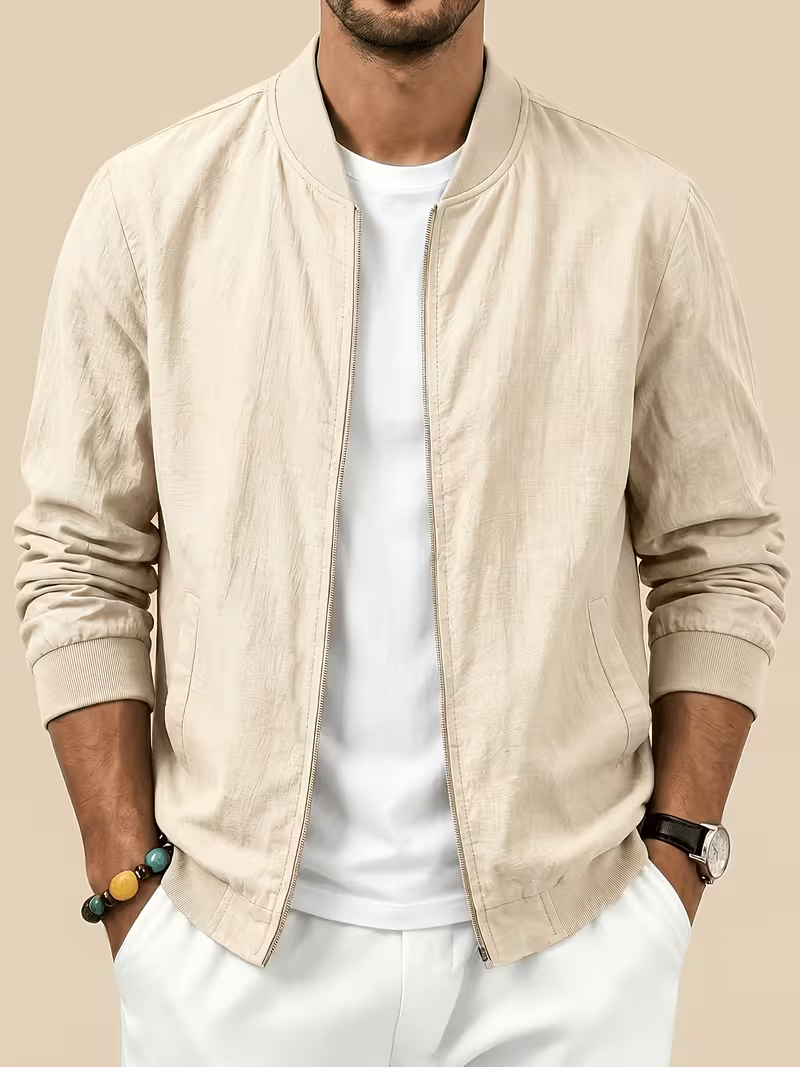 🎁LAST DAY 70% OFF🎁-Men's Lightweight Textured Bomber Jacket -A Simple Layer You’ll Reach For Again and Again