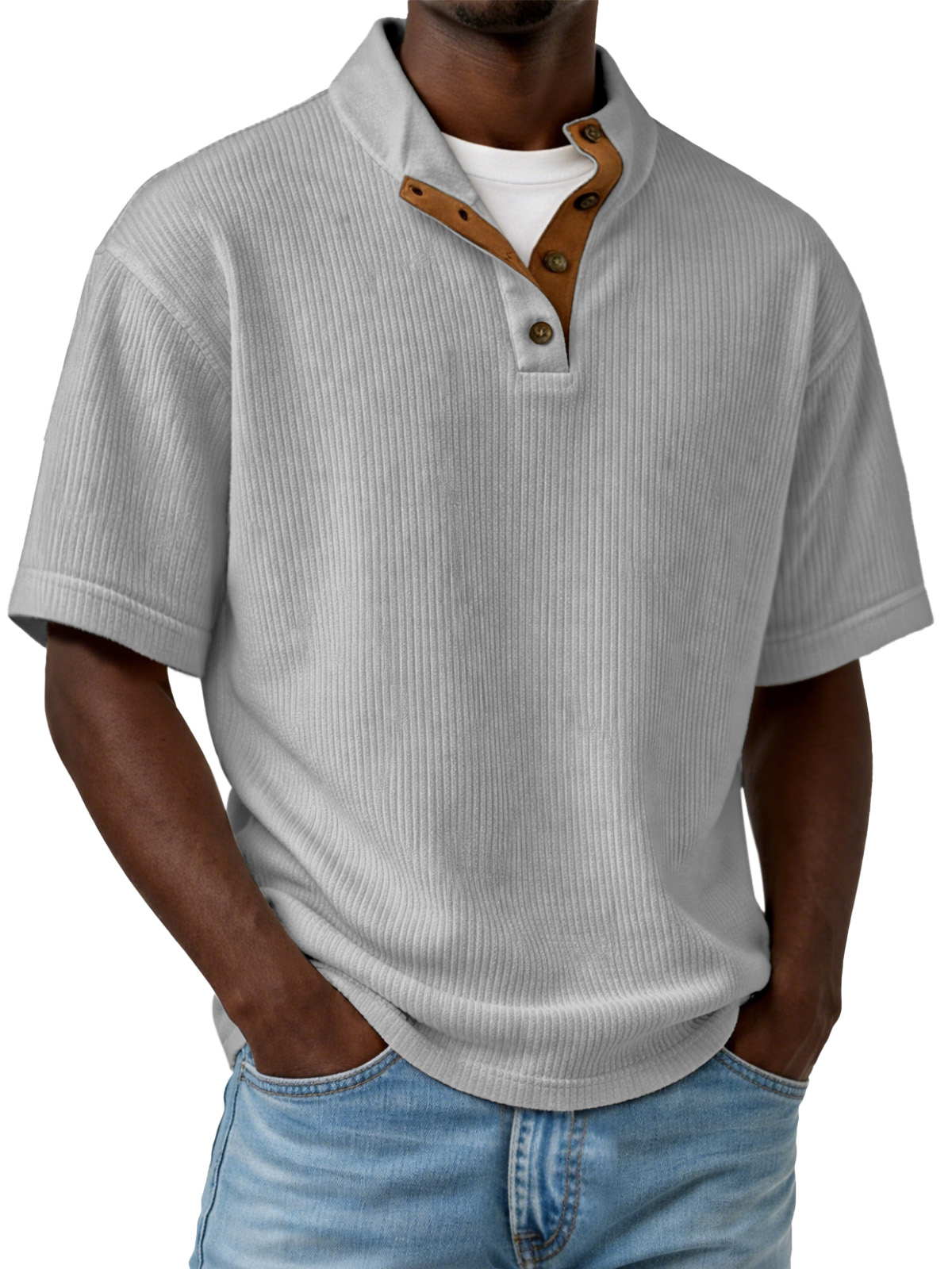 Men's Casual Outdoor Corduroy Stand-collar Pullover Top