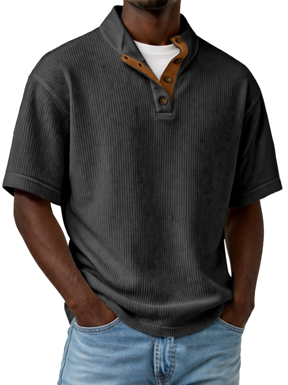 Men's Casual Outdoor Corduroy Stand-collar Pullover Top