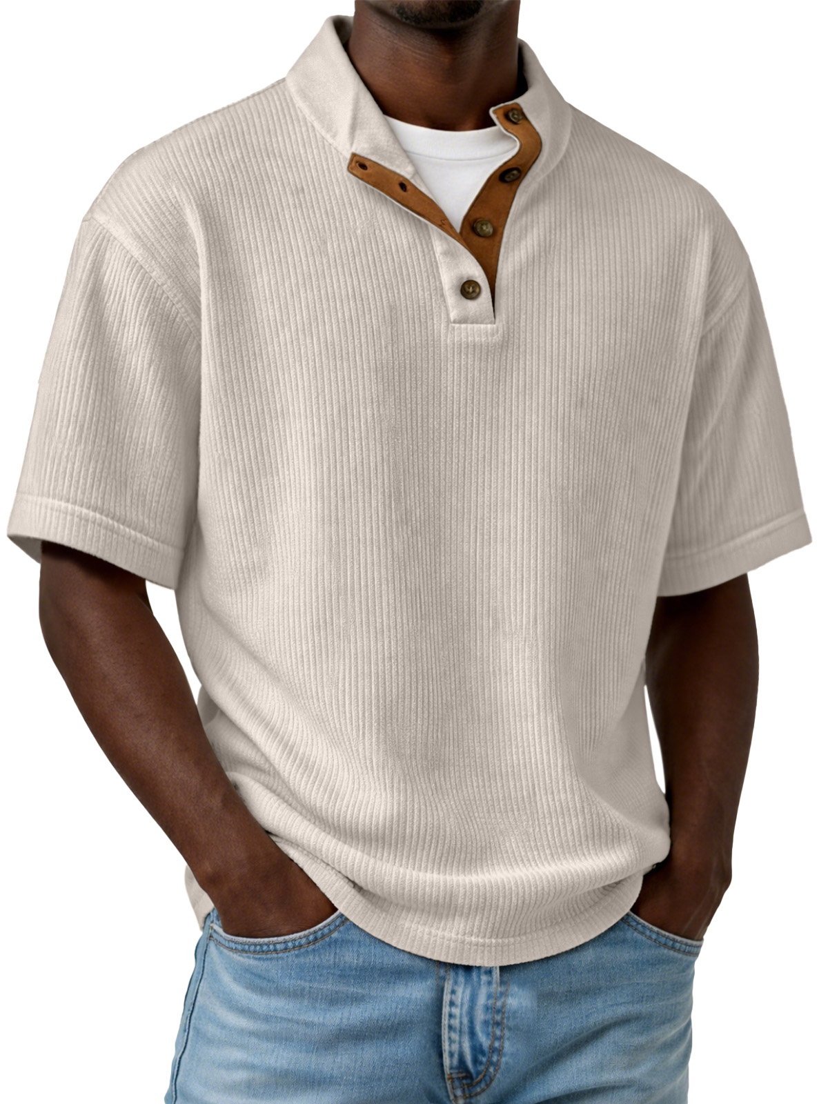 Men's Casual Outdoor Corduroy Stand-collar Pullover Top