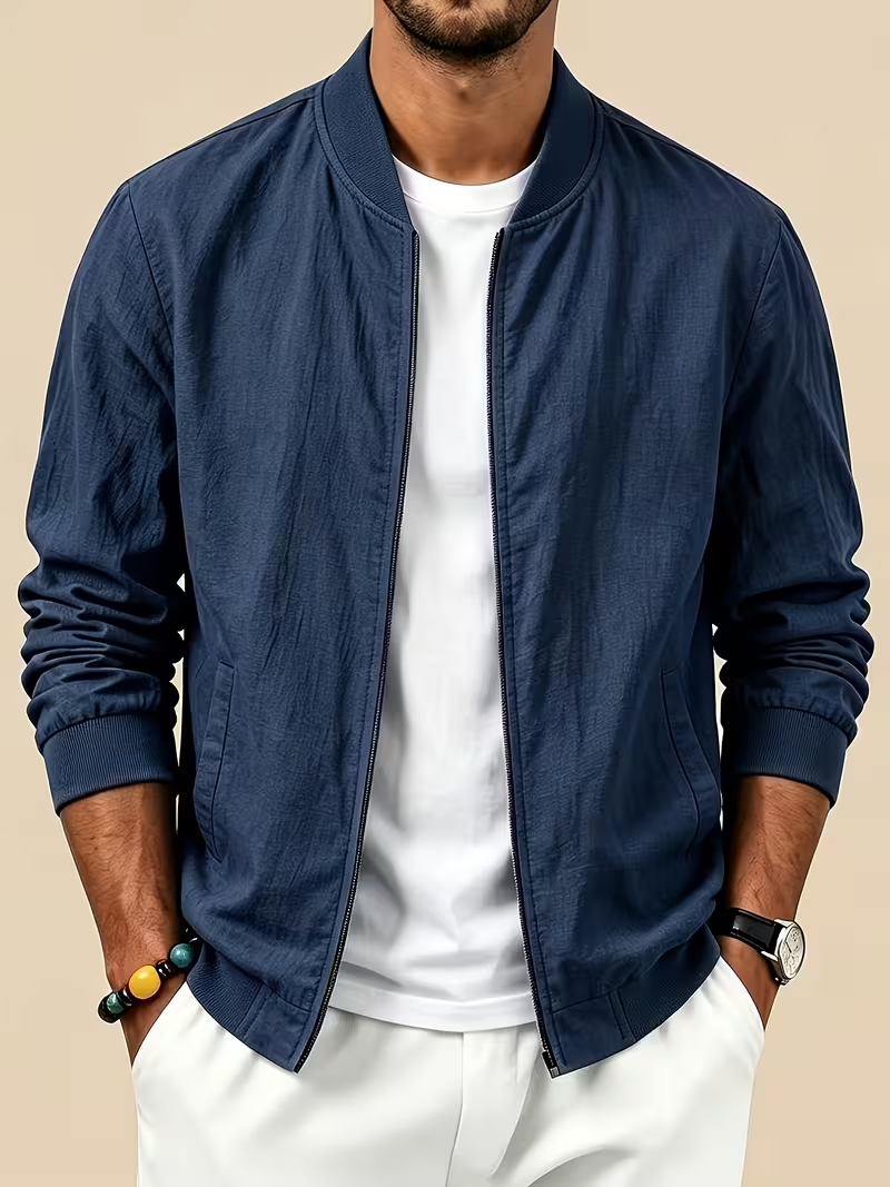🎁LAST DAY 70% OFF🎁-Men's Lightweight Textured Bomber Jacket -A Simple Layer You’ll Reach For Again and Again