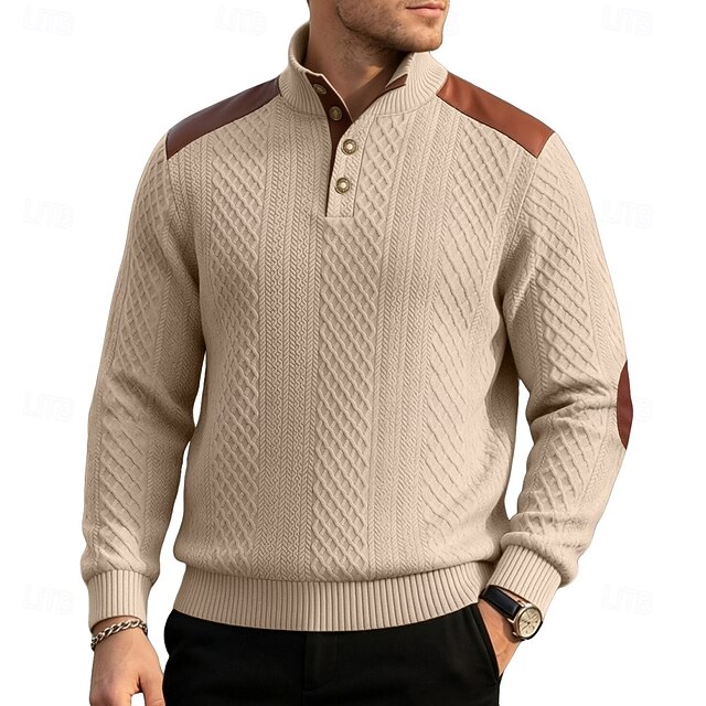[Copy]Zeloian Retro Solid Color Patchwork Crew Neck Sweatshirt