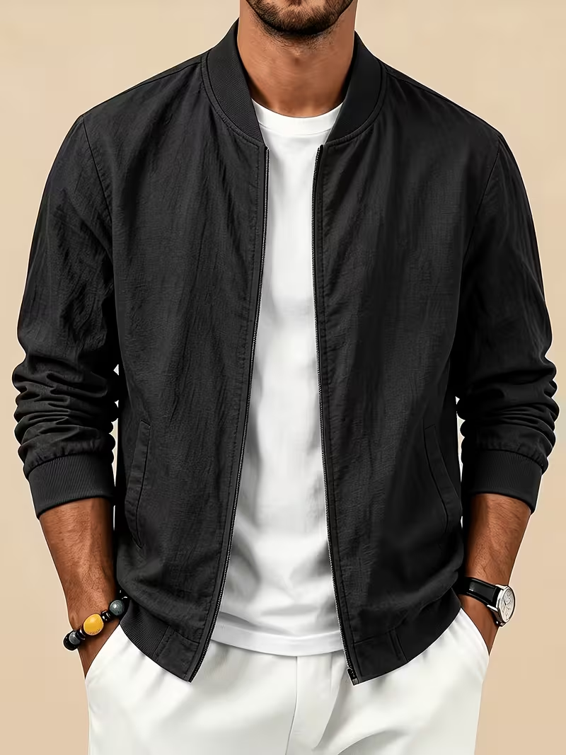 🎁LAST DAY 70% OFF🎁-Men's Lightweight Textured Bomber Jacket -A Simple Layer You’ll Reach For Again and Again