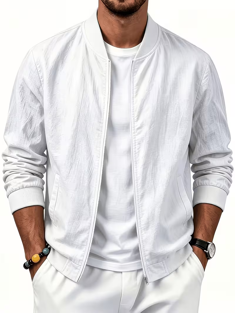 🎁LAST DAY 70% OFF🎁-Men's Lightweight Textured Bomber Jacket -A Simple Layer You’ll Reach For Again and Again