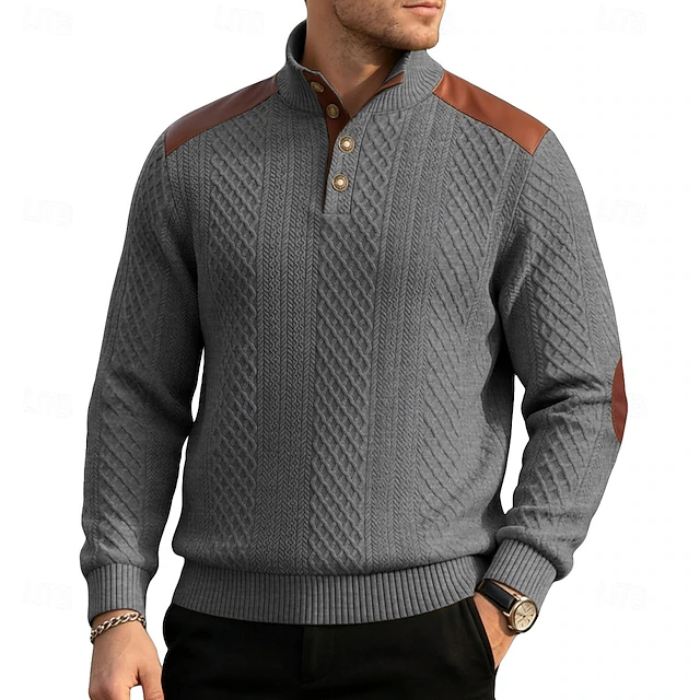 [Copy]Zeloian Retro Solid Color Patchwork Crew Neck Sweatshirt