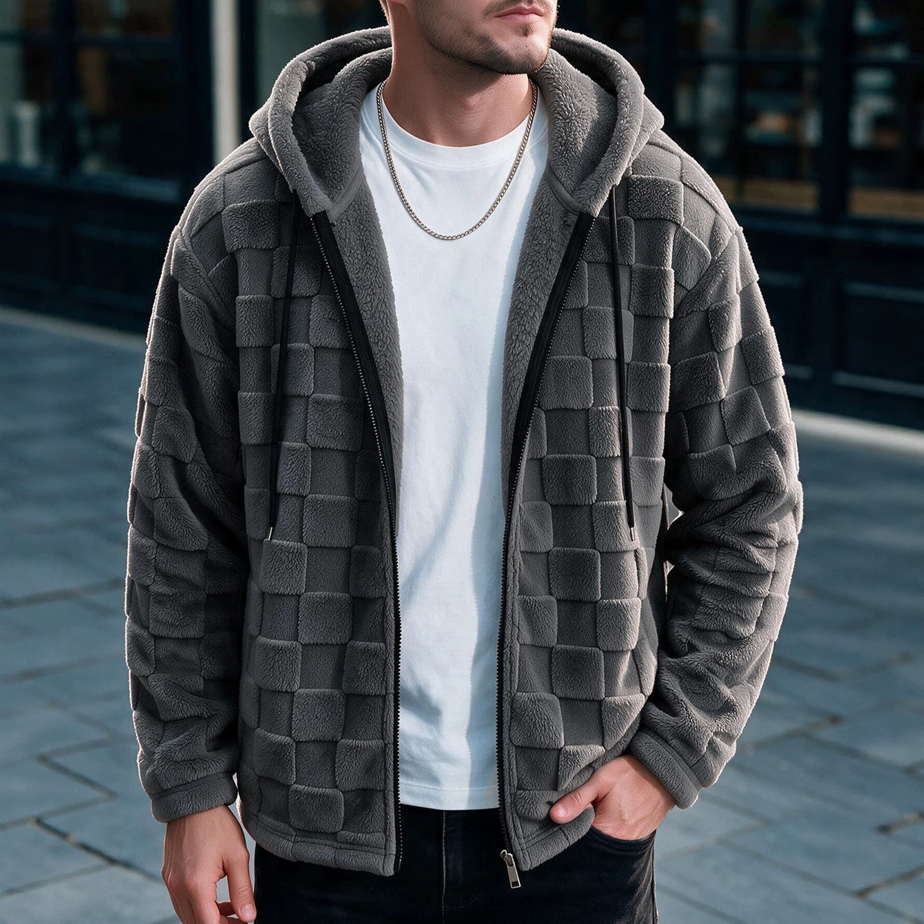 New Men's Winter Thickened Fleece-Lined Hooded Sweatshirt – Trendy Casual Top