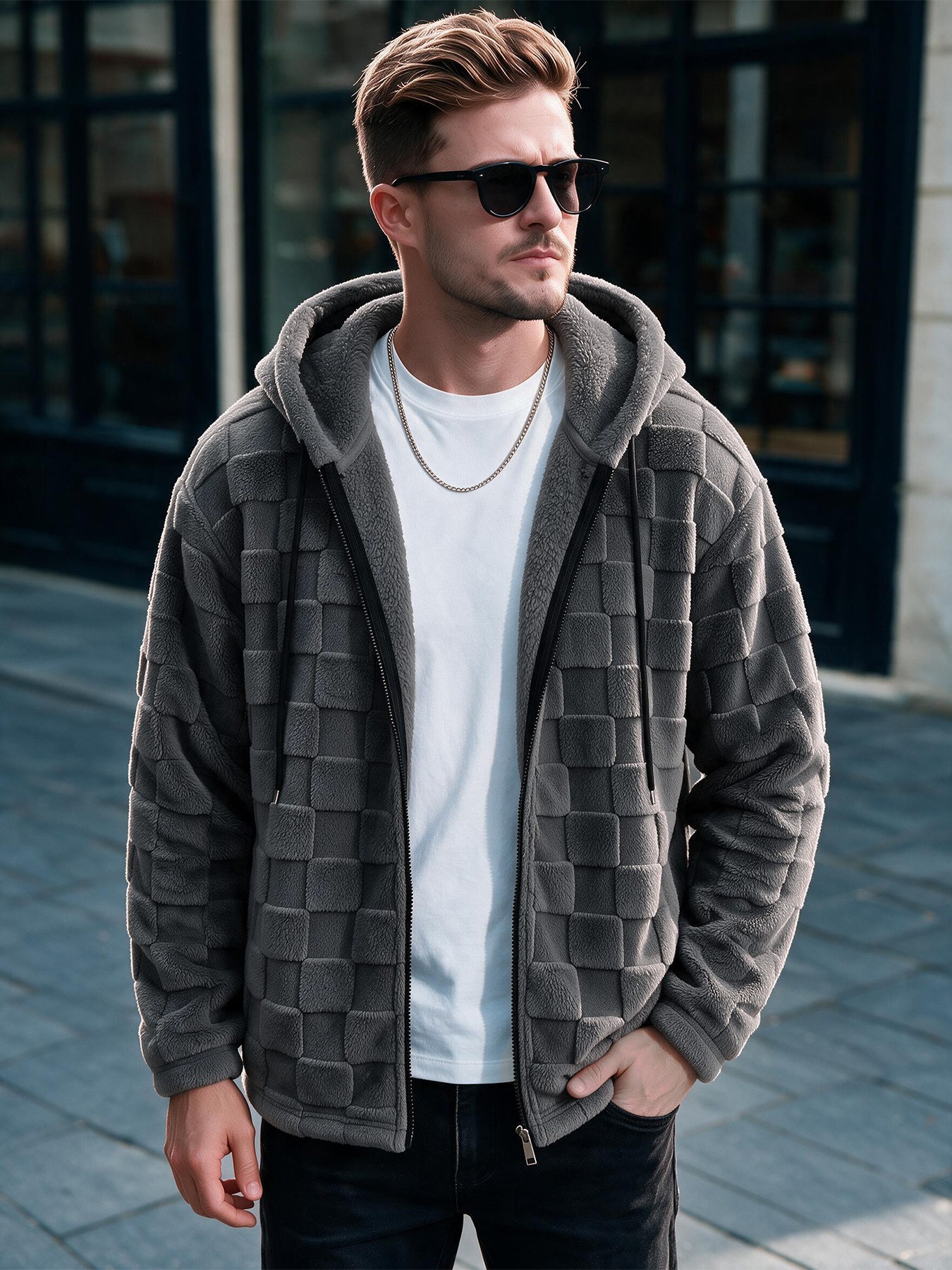New Men's Winter Thickened Fleece-Lined Hooded Sweatshirt – Trendy Casual Top