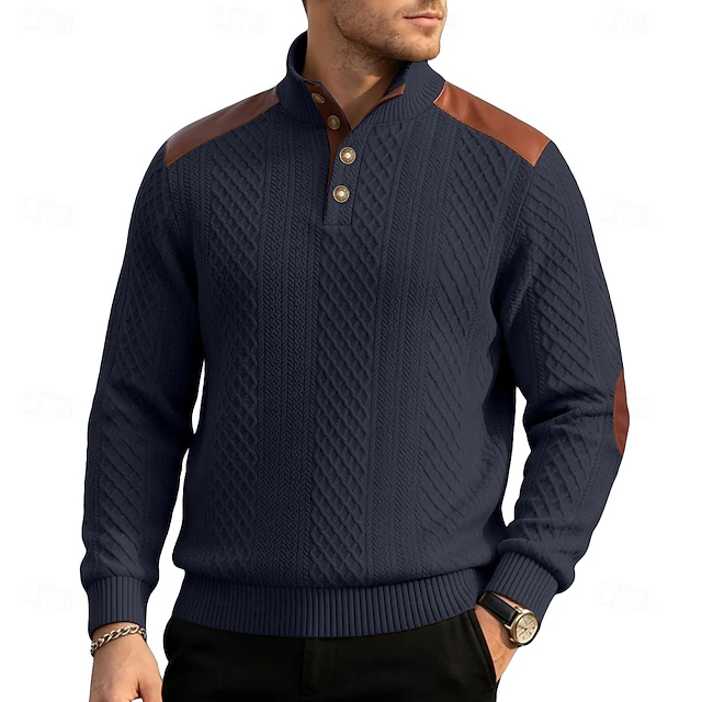[Copy]Zeloian Retro Solid Color Patchwork Crew Neck Sweatshirt
