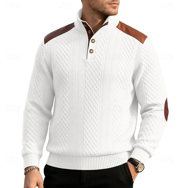 [Copy]Zeloian Retro Solid Color Patchwork Crew Neck Sweatshirt