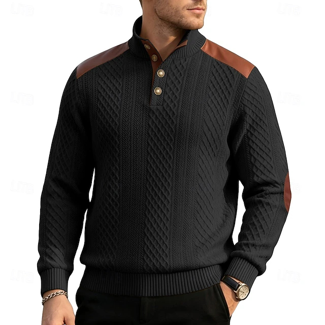 [Copy]Zeloian Retro Solid Color Patchwork Crew Neck Sweatshirt