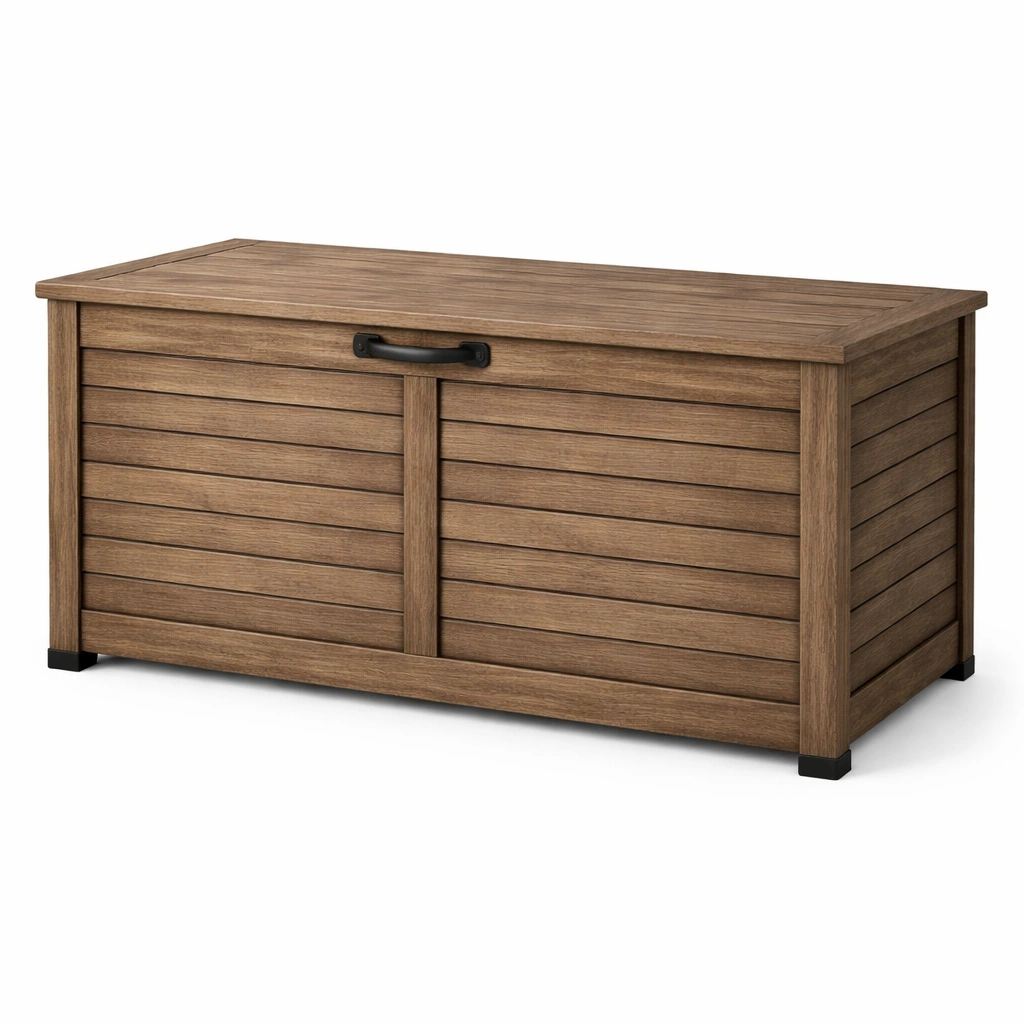 Arcón de almacenamiento para jardín de polipropileno marrón 117x57x45 cm-nesttino