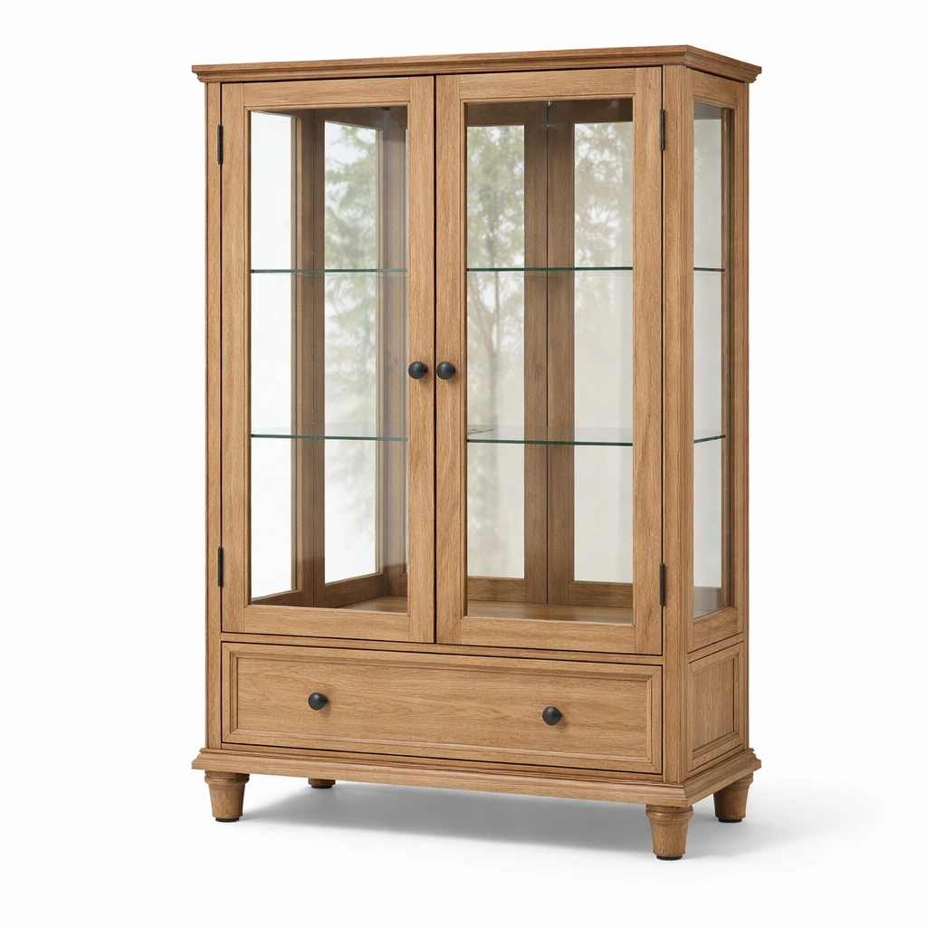 Vitrina de madera de roble con vidrio templado-nesttino