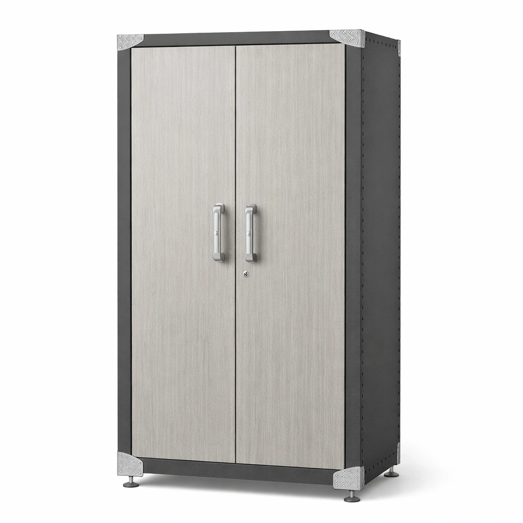 Armario de garaje de acero y madera con puertas dobles-nesttino