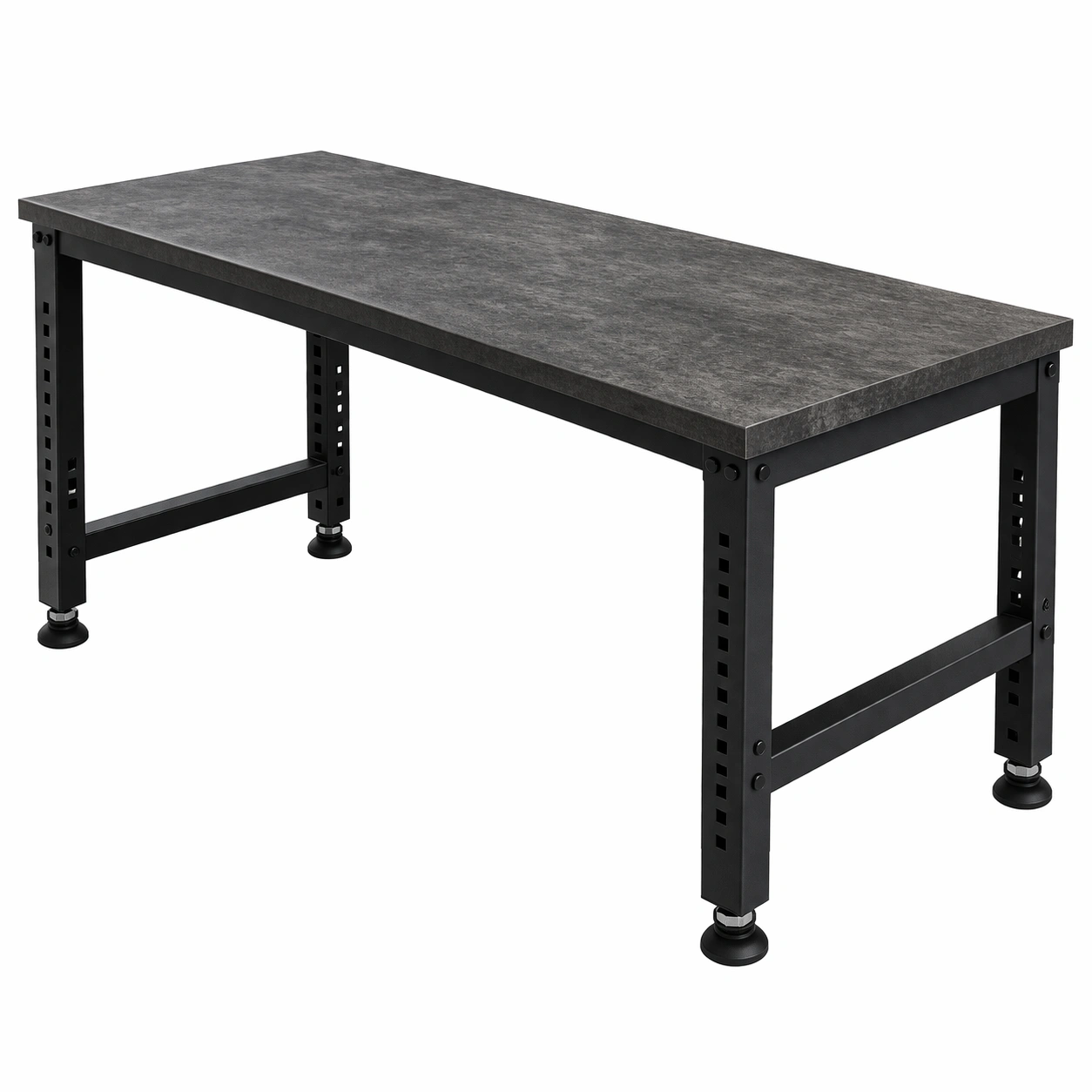 Banco de trabajo ajustable de acero y laminado negro 160x60x85 cm-nesttino