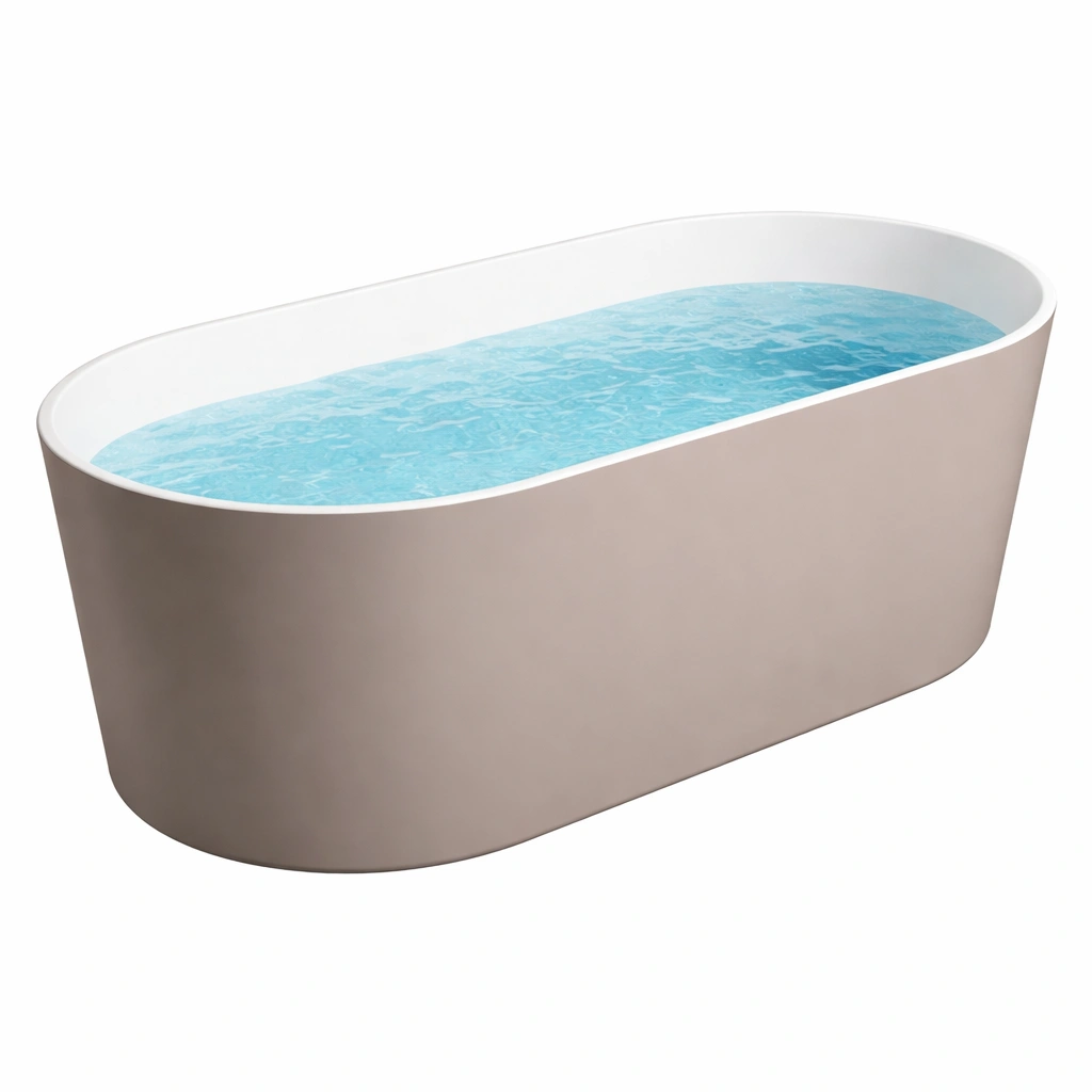 Bañera independiente acrílica marrón y blanca 170x80x60 cm-nesttino