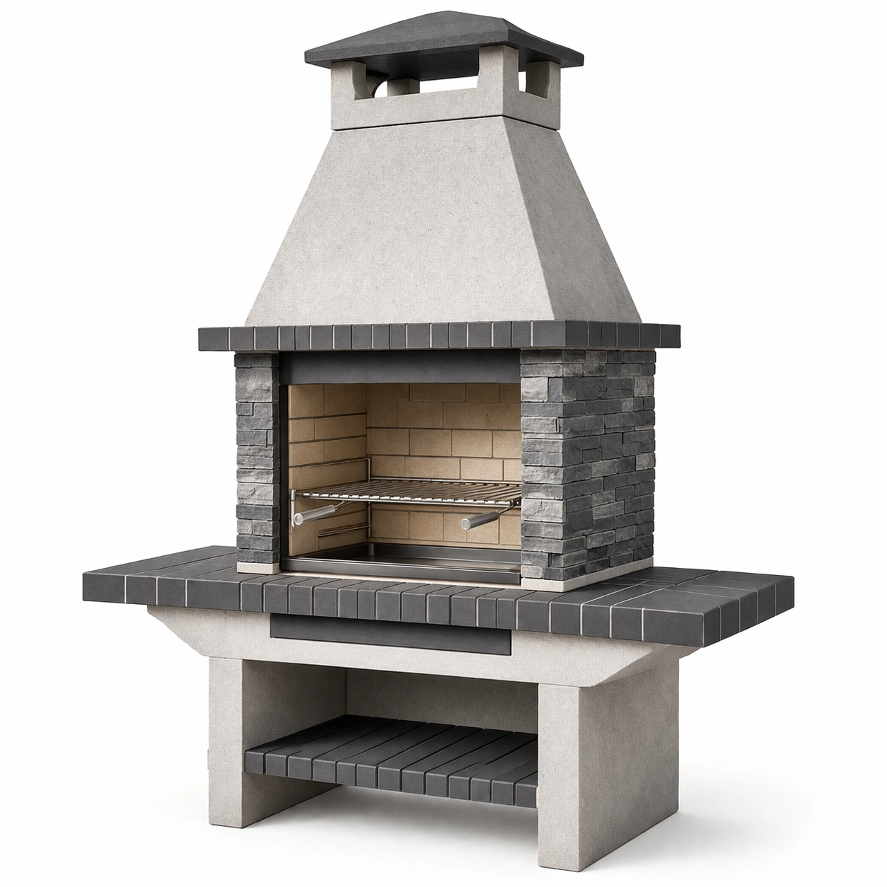 Barbacoa de cemento y piedra gris y antracita-nesttino