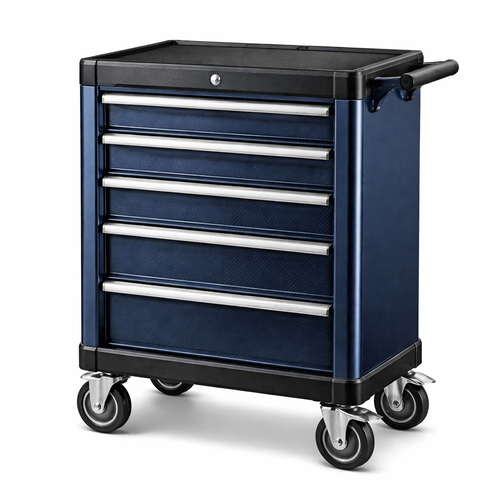 Carro de herramientas de acero con 5 cajones azul-nestzena