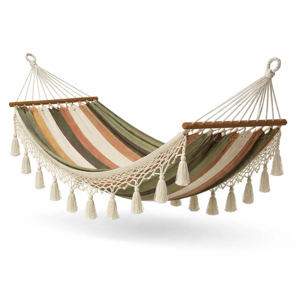 Hamaca de tela de algodón rayas multicolor 200x150 cm-nestzena