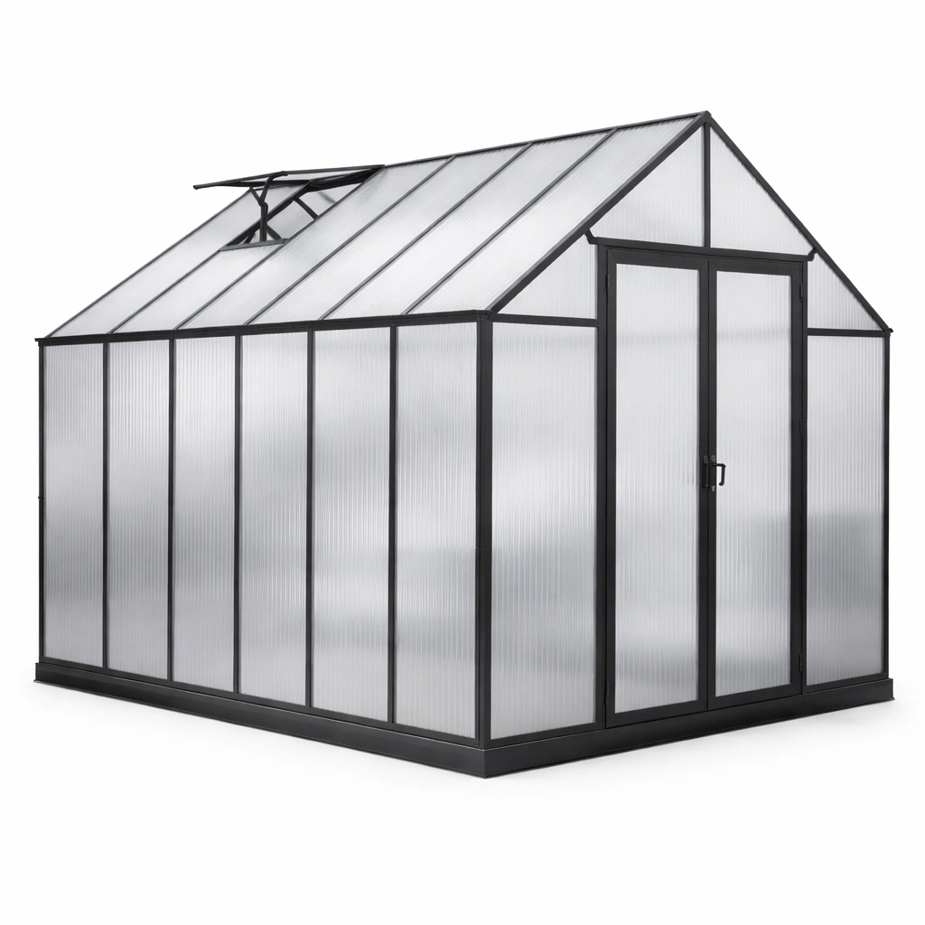 Invernadero de jardín 294x190x195 cm aluminio y policarbonato transparente-nestzena