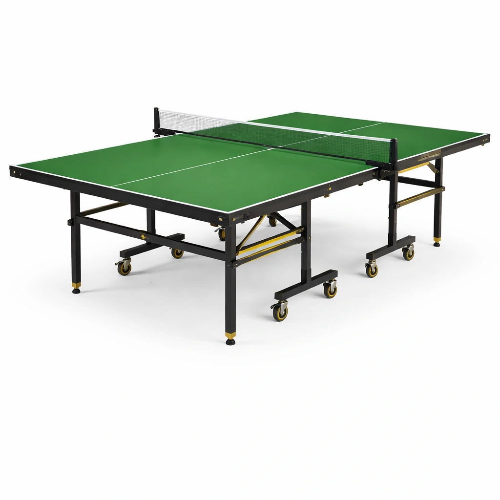 Mesa de ping-pong plegable verde y negra de metal y MDF-nestzena