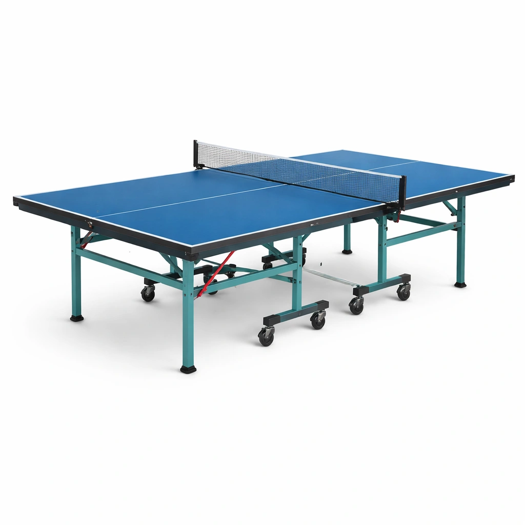 Mesa de ping-pong con superficie de melamina y ruedas-nestzena
