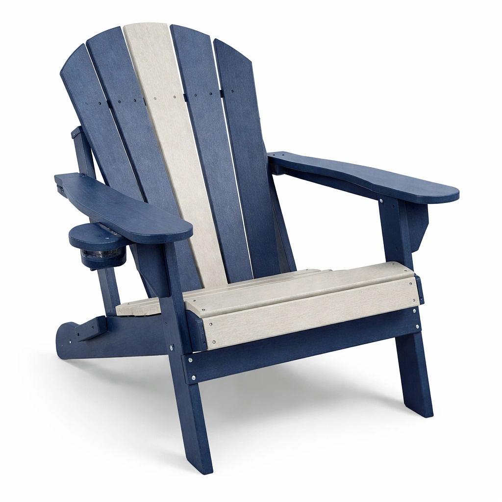 Silla Adirondack de polietileno reciclado azul y beige-nestzena