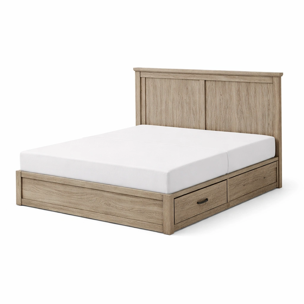 Cama con almacenamiento doble con cabecero y cajones de madera 210x160x110 cm-homlirio