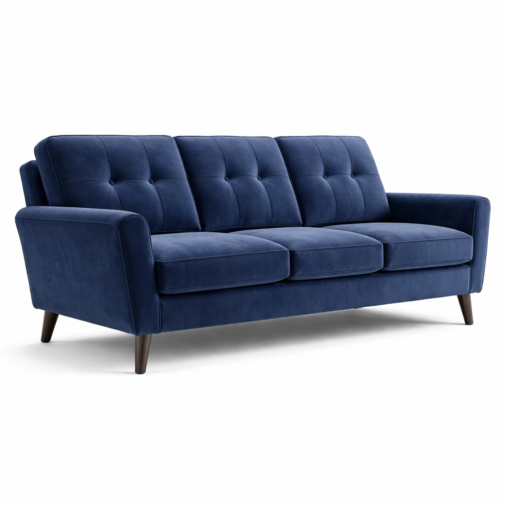 Sofá de terciopelo azul 3 plazas-homlirio