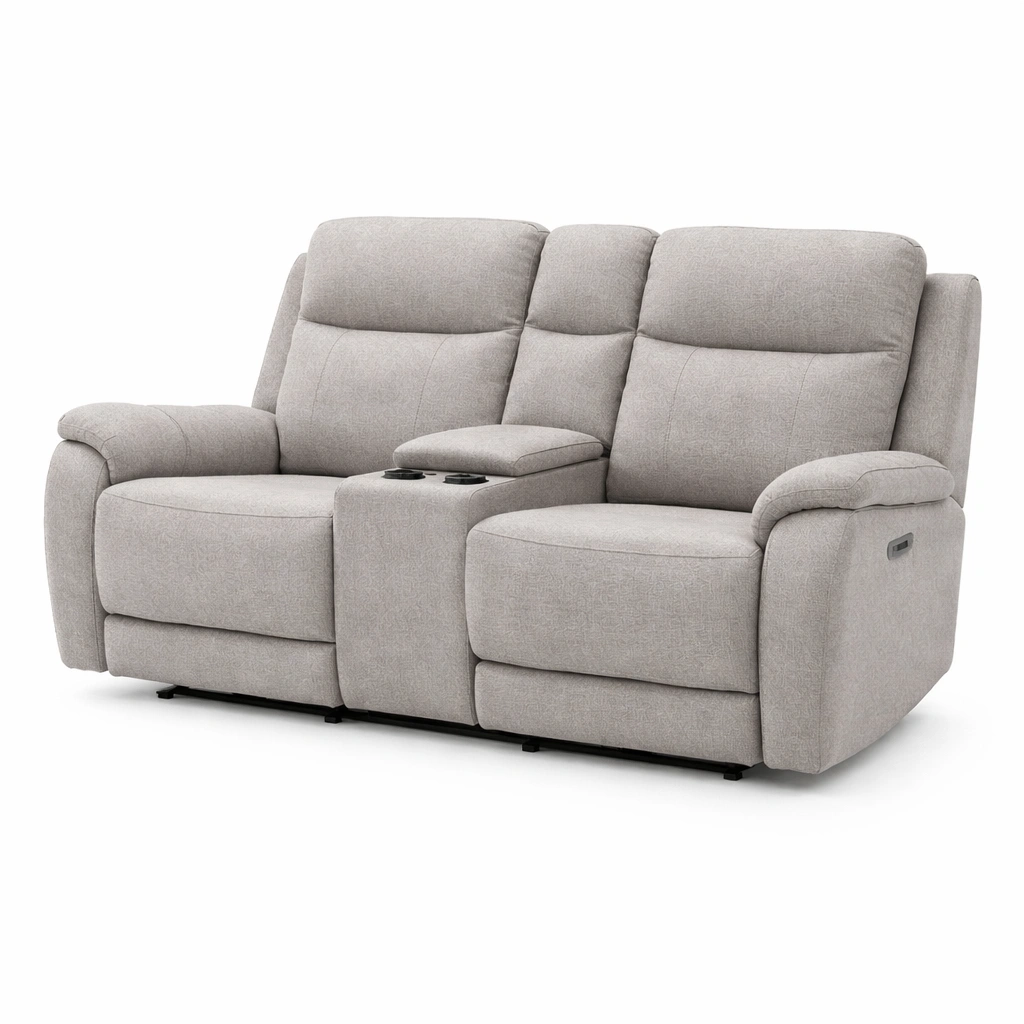 Sofá reclinable 2 plazas de tela de poliéster gris-homlirio