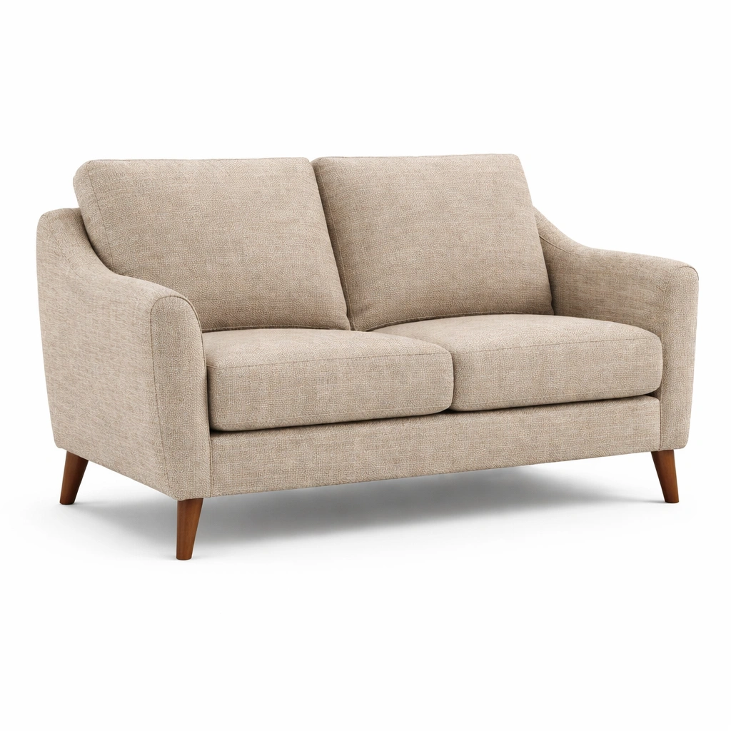 Sofá de dos plazas con tela de poliéster beige-homlirio