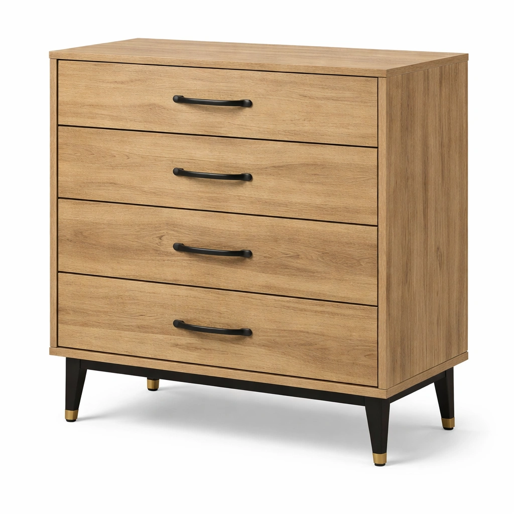 Cajonera de madera laminada marrón con 4 cajones-homlirio