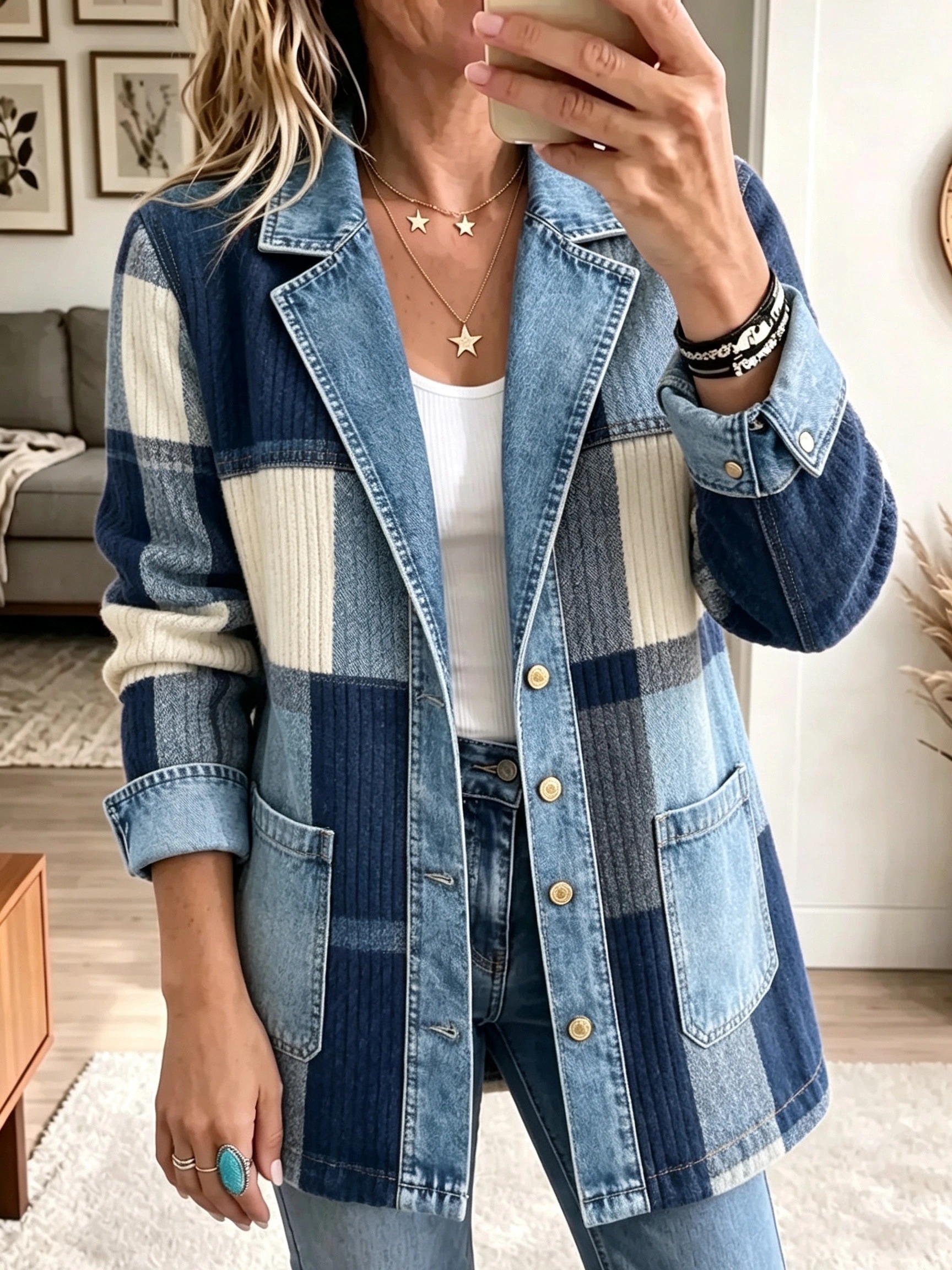 Vibrant Plaid Fuzzy Fleece Jacket