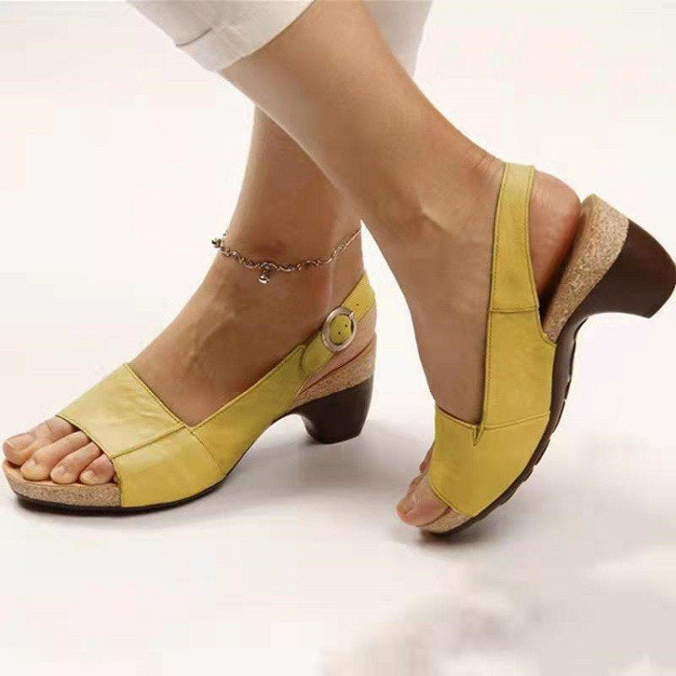 Womens Comfortable Elegant Low Chunky Heel Shoes