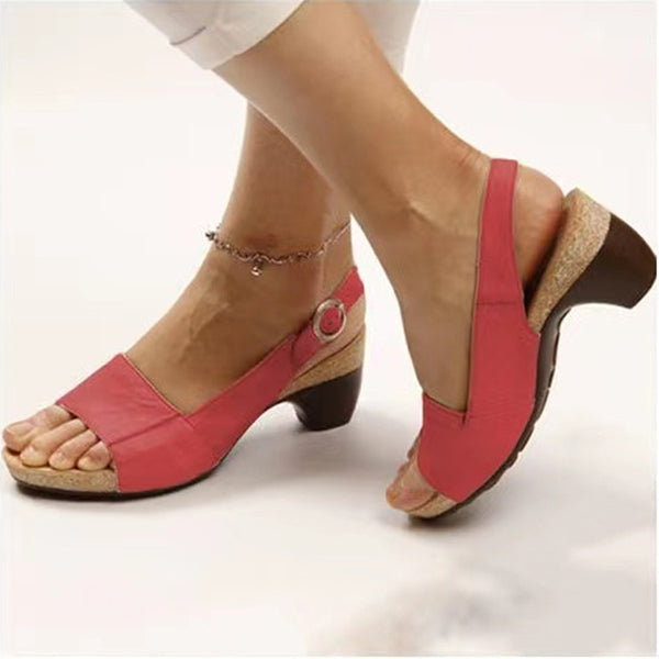 Womens Comfortable Elegant Low Chunky Heel Shoes