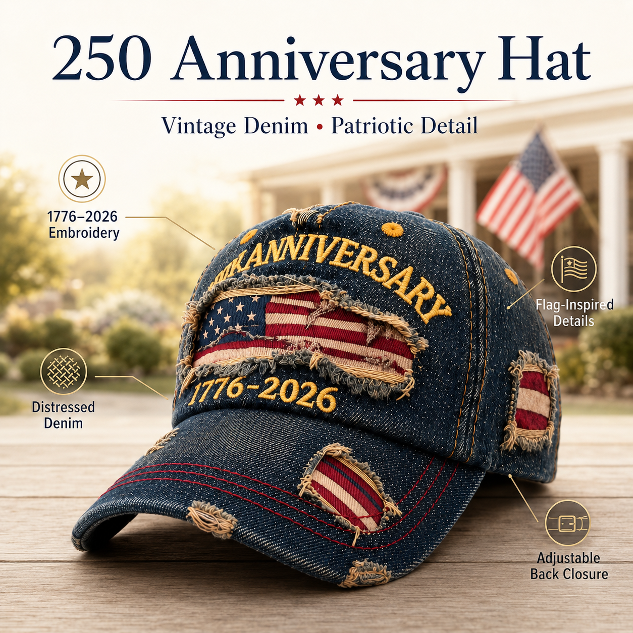 250th Anniversary Patriotic Denim Hat