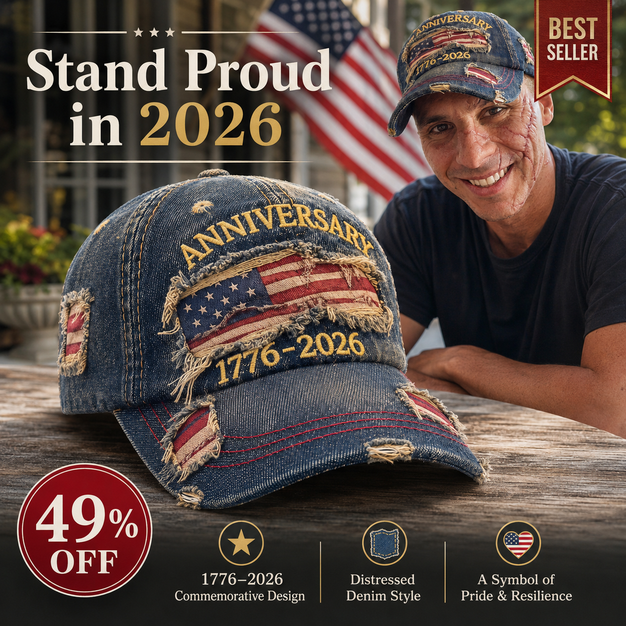 250th Anniversary Patriotic Denim Hat