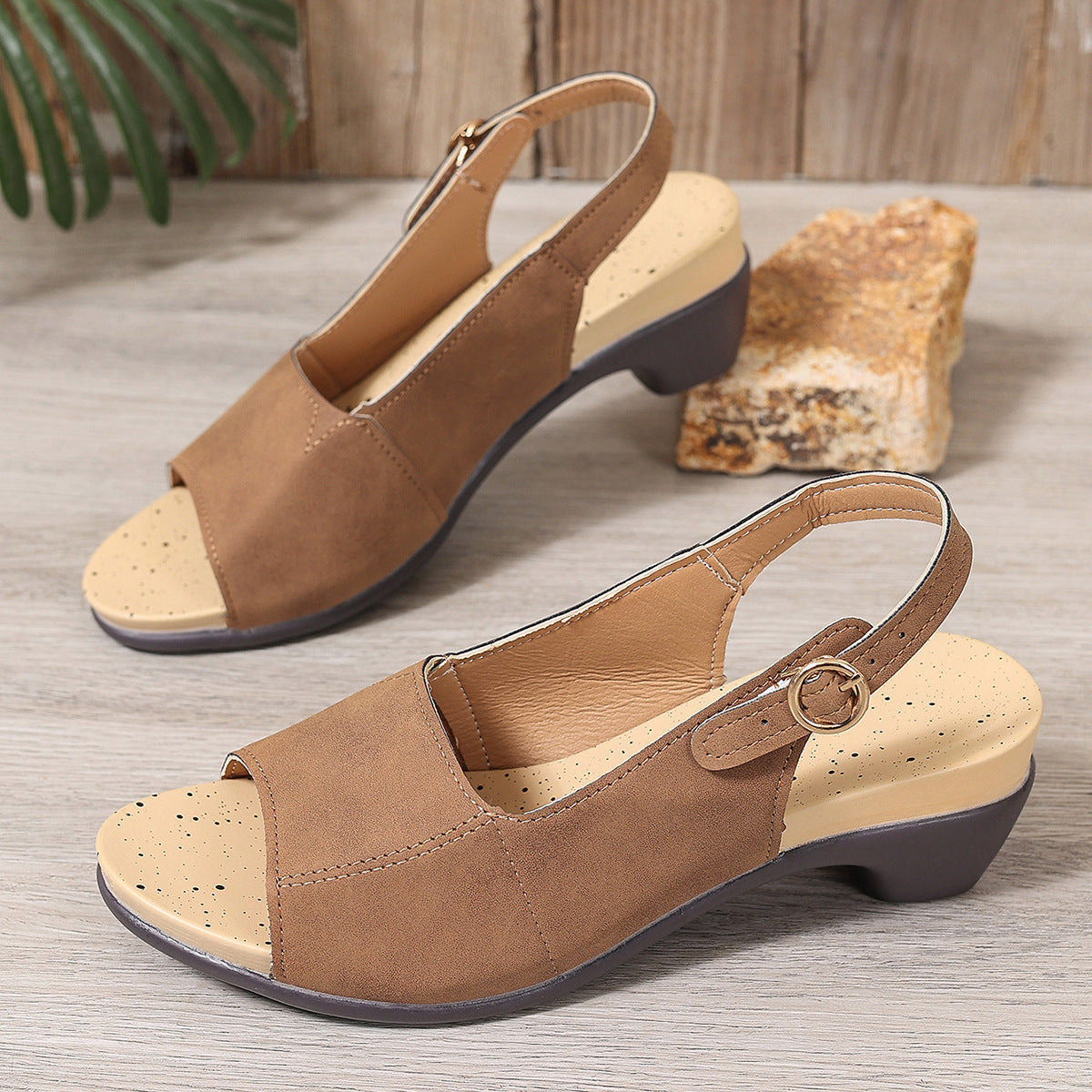 Womens Comfortable Elegant Low Chunky Heel Shoes
