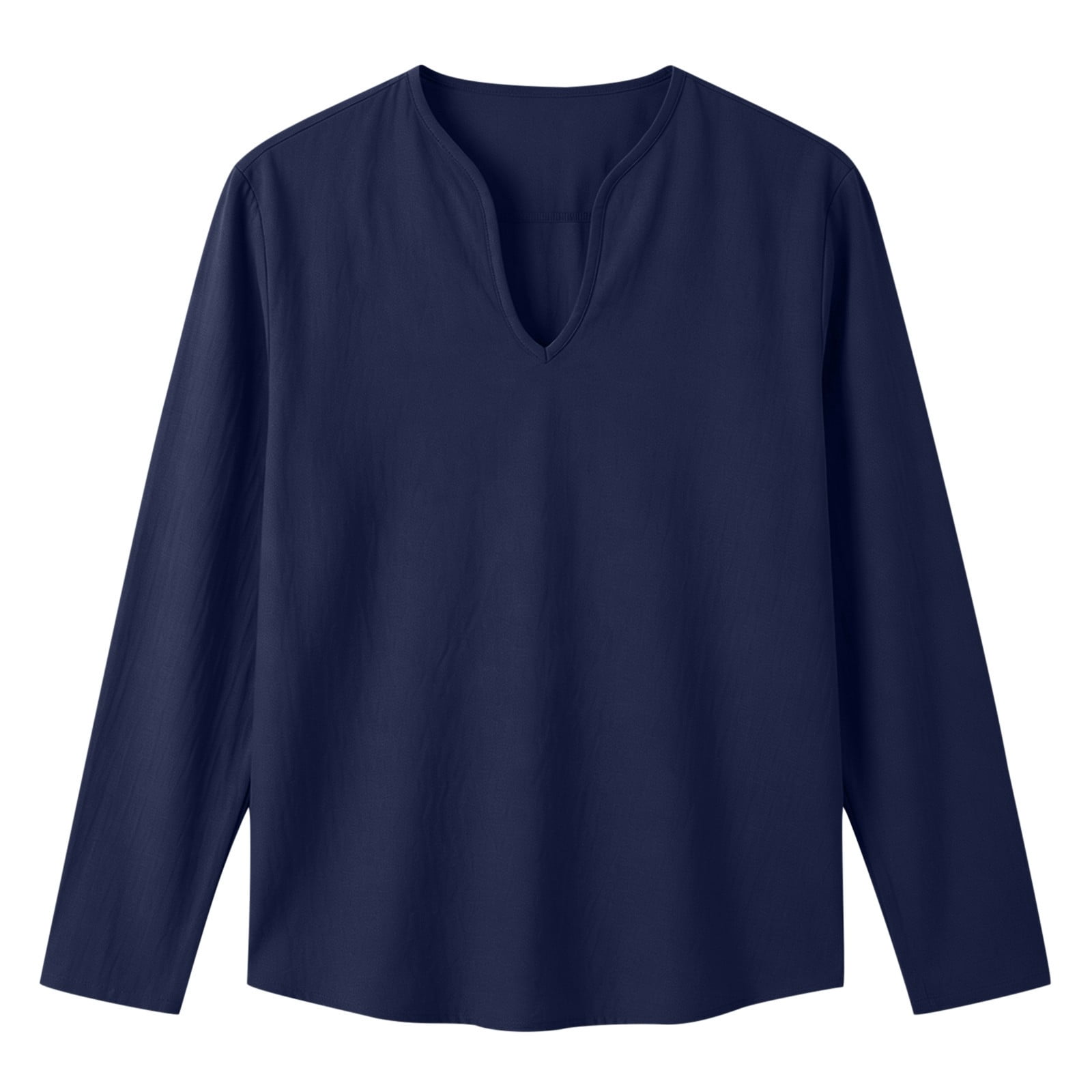Cotton Linen Shirts for Men 2026 Spring Summer Casual Lightweight Relaxed Fit Long Sleeve V Neck Plain Shirt