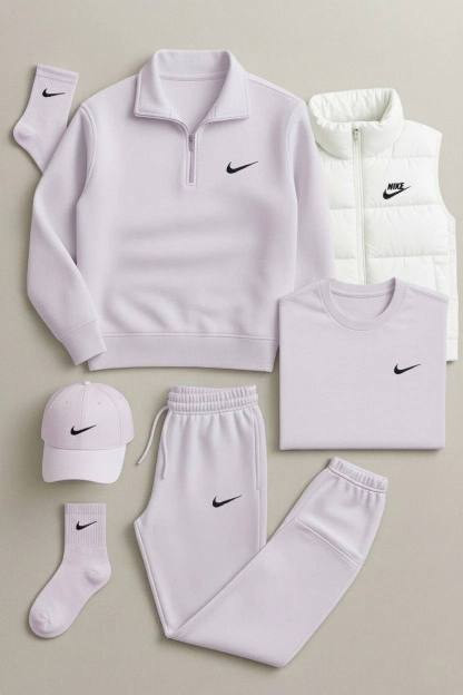 NK™ Winter Set – Fleece Tracksuit + Logo T-Shirt + Winter Puffer Jacket