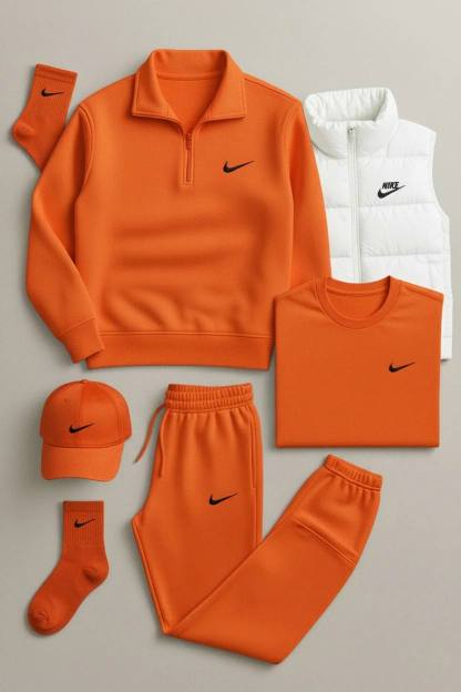 NK™ Winter Set – Fleece Tracksuit + Logo T-Shirt + Winter Puffer Jacket