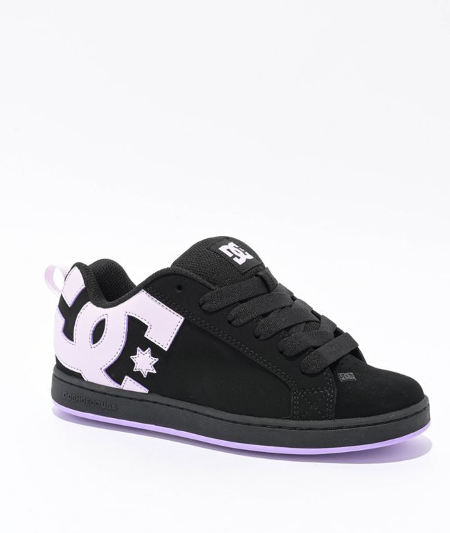 DC Kids Court Graffik Puff Black & Pink Skate Shoes