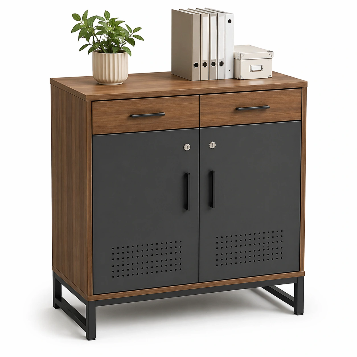 luxverano Sideboard Holz Metall mit Tueren-Feronaa